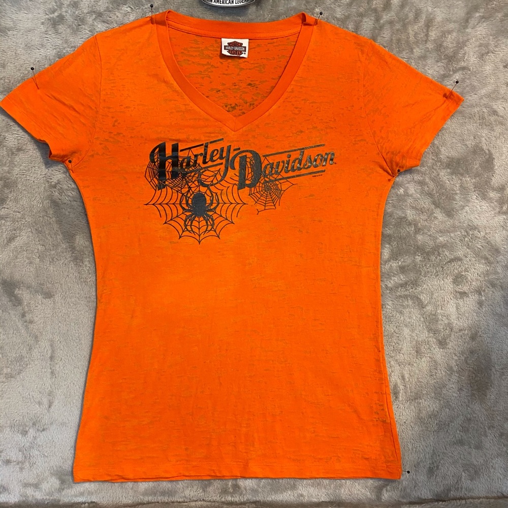 Orange Burnout Harley Tee - Picture 1 of 7